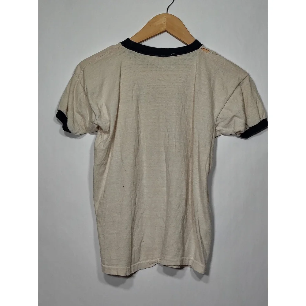 Rare Vintage Allman Brothers Band Summer Campaign 74 Ringer T-Shirt Cream Navy S - Picture 2 of 11